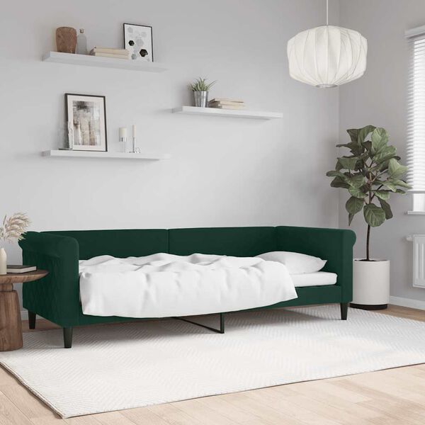 vidaXL Sof&aacute;-cama 80x200 cm veludo verde-escuro