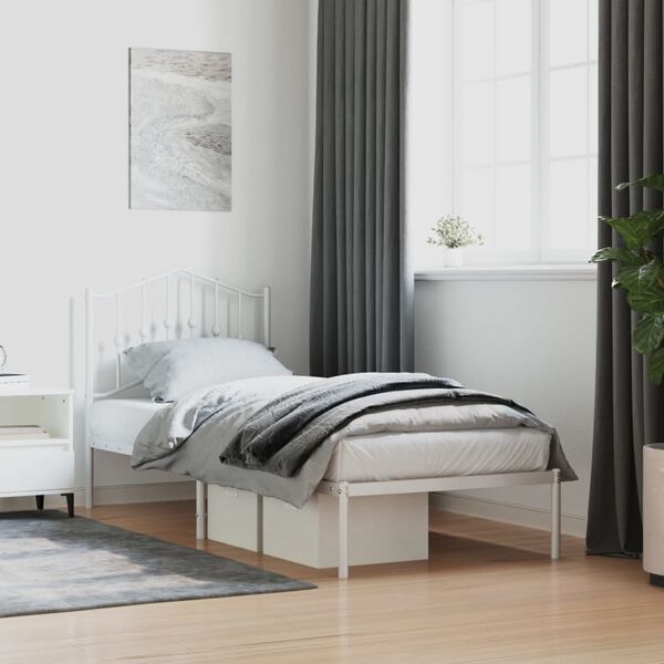 vidaXL Estrutura de cama com cabeceira 80x200 cm metal branco