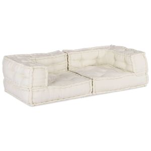 vidaXL Sof&aacute; modular de 2 lugares 140x70x36 cm tecido creme