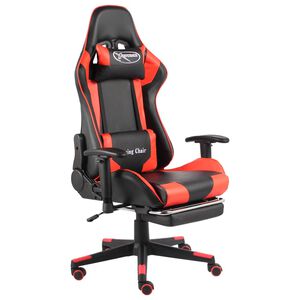 vidaXL Cadeira de gaming girat&oacute;ria com apoio de p&eacute;s PVC vermelho