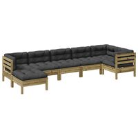 vidaXL 7 pcs conjunto sofás de jardim c/ almofadões pinho impregnado