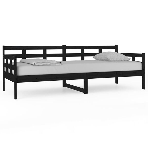 vidaXL Sof&aacute;-cama 80x200 cm madeira de pinho maci&ccedil;a preto