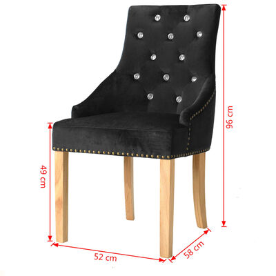 vidaXL Cadeiras de jantar 2 pcs carvalho maciço e veludo preto