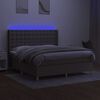 vidaXL Cama box spring colch&atilde;o/LED 180x200cm tecido cinza-acastanhado