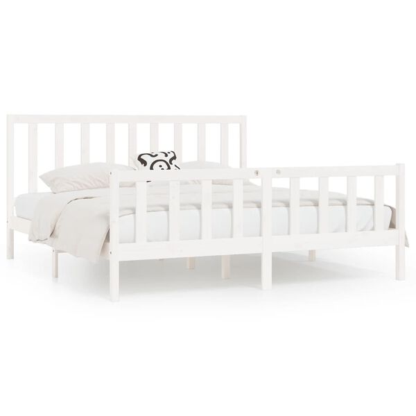 vidaXL Estrutura de cama 200x200 cm madeira maci&ccedil;a branco