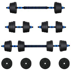vidaXL Conjunto de Halteres 2 em 1 30kg Preto e Azul