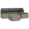 vidaXL 5 pcs conjunto lounge de jardim c/ almofad&otilde;es vime PE cinzento
