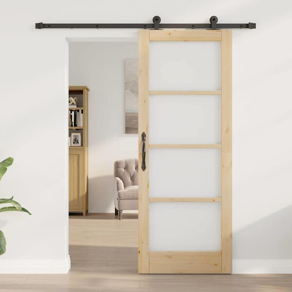 vidaXL Porta Deslizante ORKDAL Natural e Preto 78 x 202 cm