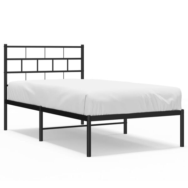 vidaXL Estrutura de cama metal s/ colchão c/ cabeceira 75x190 cm preto
