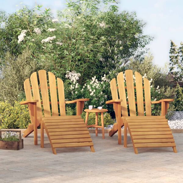 vidaXL Cadeiras de jardim Adirondack c/ apoios p&eacute;s 2 pcs teca maci&ccedil;a