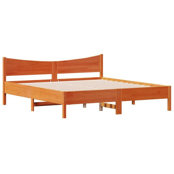 vidaXL Cama sem colch&atilde;o 200x200 cm pinho maci&ccedil;o castanho-mel