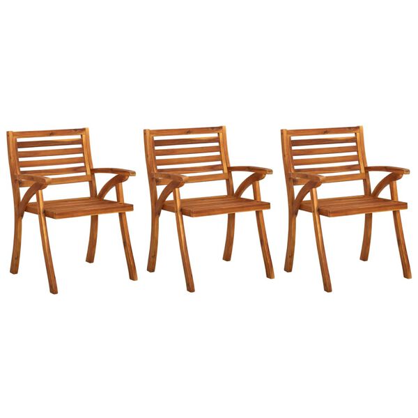 vidaXL Cadeiras de jantar jardim c/ almofad&otilde;es 3 pcs madeira ac&aacute;cia