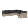 vidaXL 10 pcs conj. sof&aacute;s jardim com almofad&otilde;es vime PE cinzento-claro