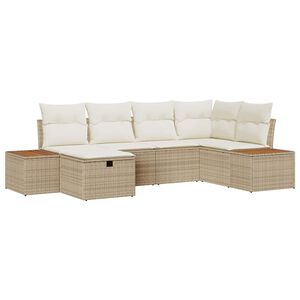 vidaXL Conjunto de Sof&aacute; de Jardim 6 unid. Bege vime PE