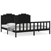 vidaXL Estrutura de cama com cabeceira 200x200 cm madeira maci&ccedil;a preto