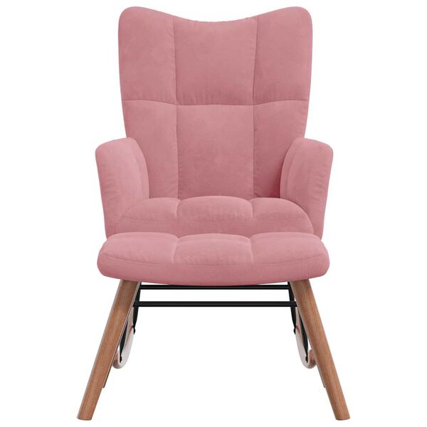 vidaXL Cadeira de baloi&ccedil;o com banco veludo rosa