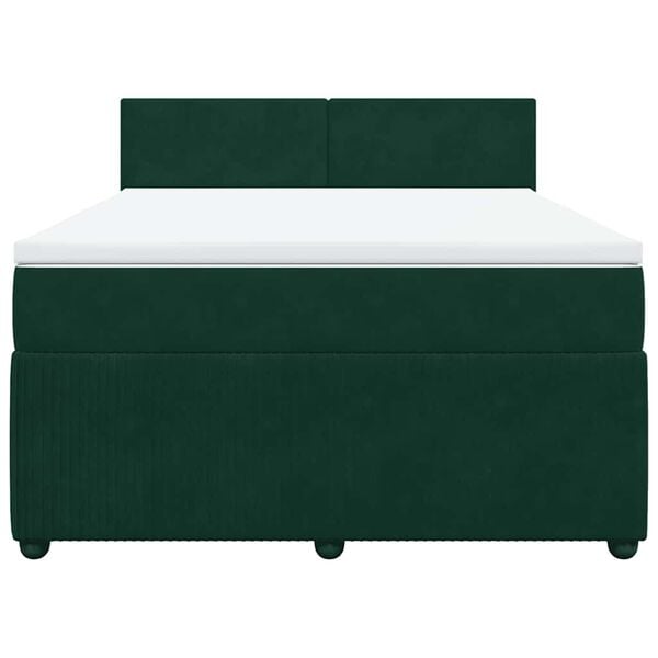 vidaXL Cama com molas/colch&atilde;o 140x190 cm veludo verde-escuro