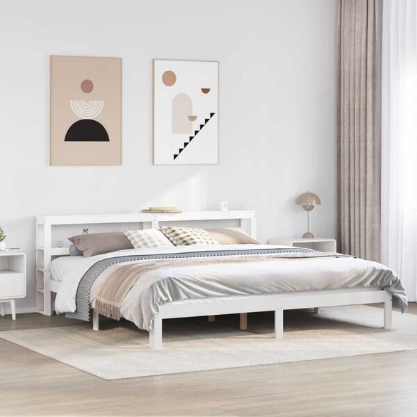 vidaXL Estrutura de cama c/ cabeceira sem colch&atilde;o 180x200 cm branco