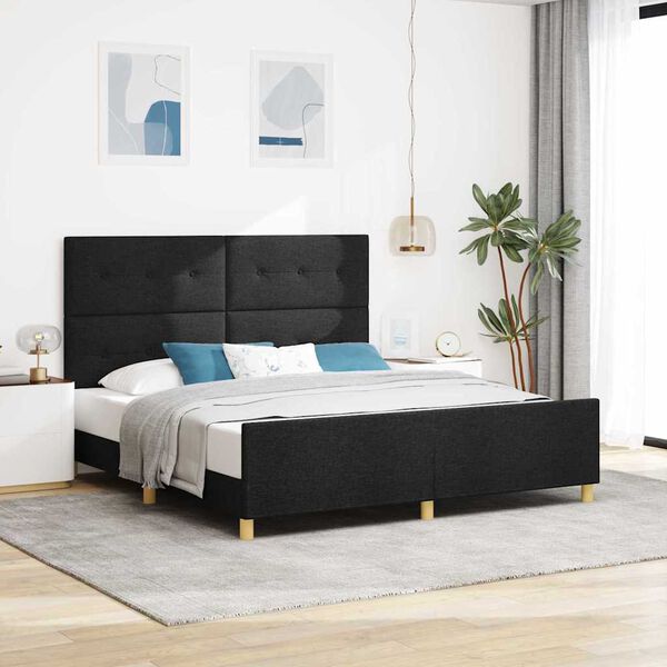 vidaXL Estrutura da Cama com cabeceira Preto 180 x 200 cm tecido