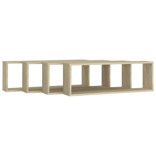 vidaXL Estantes parede c&uacute;bicas 4pcs deriv. madeira 80x15x26,5cm sonoma