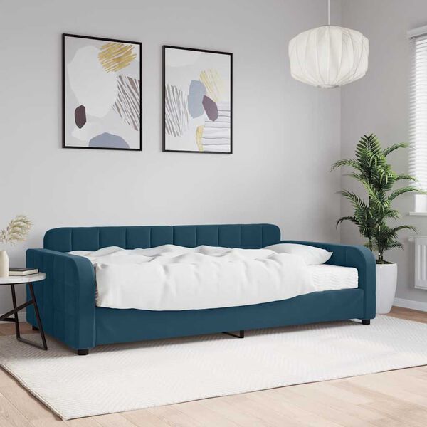 vidaXL Sof&aacute;-cama com colch&atilde;o 100x200 cm veludo azul