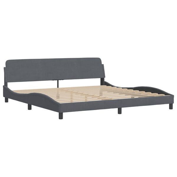vidaXL Cama com colch&atilde;o Dover 200x200 cm veludo cinzento-escuro