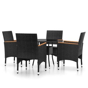 vidaXL 5 pcs conjunto de jantar para jardim vime PE preto