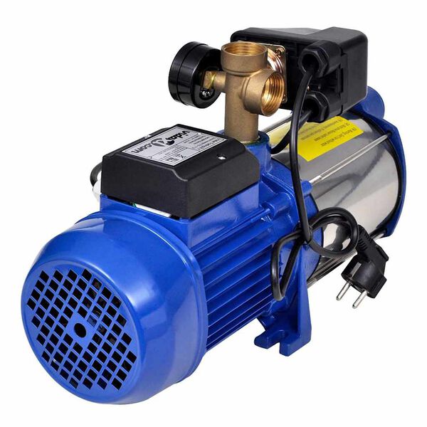 vidaXL Bomba a jato com manómetro 1300 W 5100 L/h azul