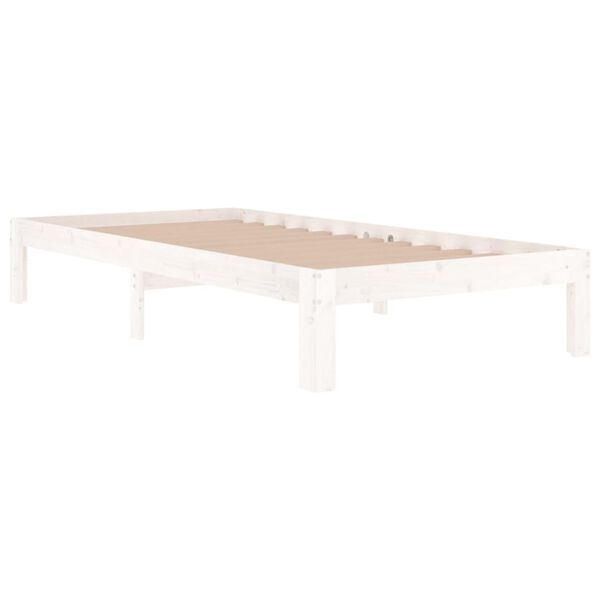vidaXL Estrutura de cama solteiro 90x190 cm madeira maciça branco