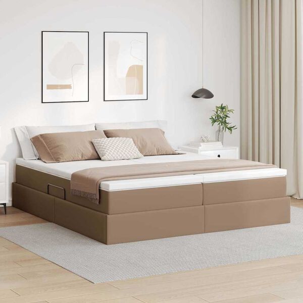 vidaXL Cama com arruma&ccedil;&atilde;o e colch&atilde;o Cappuccino 180 x 200 cm