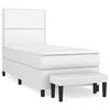 vidaXL Cama com molas/colch&atilde;o 100x200 cm couro artificial branco