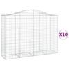 vidaXL Cestos gabi&atilde;o arqueados 10 pcs 200x50x140/160 ferro galvanizado