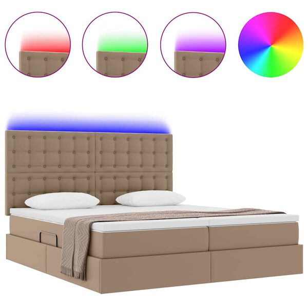 vidaXL Cama com arruma&ccedil;&atilde;o e LED com cabeceira Cappuccino 180 x 200 cm