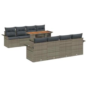 vidaXL Conjunto de Sof&aacute; de Jardim 9 pcs Cinzeto Rattan Sint&eacute;tico