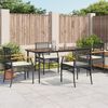 vidaXL 5 pcs conjunto de jantar p/ jardim c/ almofadões vime PE preto