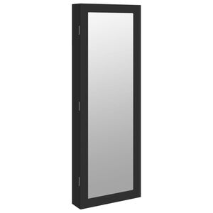 vidaXL M&oacute;vel para joias de parede espelhado com luzes LED preto