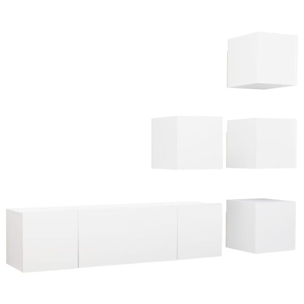 vidaXL 6 pcs conjunto de m&oacute;veis de TV contraplacado branco