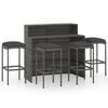 vidaXL 5 pcs conjunto de bar para jardim com almofad&otilde;es cinzento