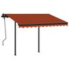 vidaXL Toldo retr&aacute;til manual com postes 3x2,5 m laranja e castanho