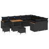 vidaXL Conjunto de Sof&aacute; de Jardim 12 pcs Preto vime PE