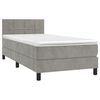 vidaXL Cama box spring c/ colch&atilde;o/LED 90x200 cm veludo cinzento-claro