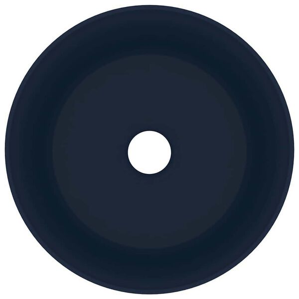 vidaXL Lavat&oacute;rio luxuoso redondo 40x15cm cer&acirc;mica azul-escuro mate
