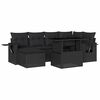 vidaXL 7 pcs conjunto de sof&aacute;s p/ jardim c/ almofad&otilde;es vime PE preto