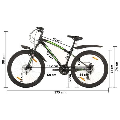 vidaXL Bicicleta de montanha 21 velocidades roda 26" 36 cm preto