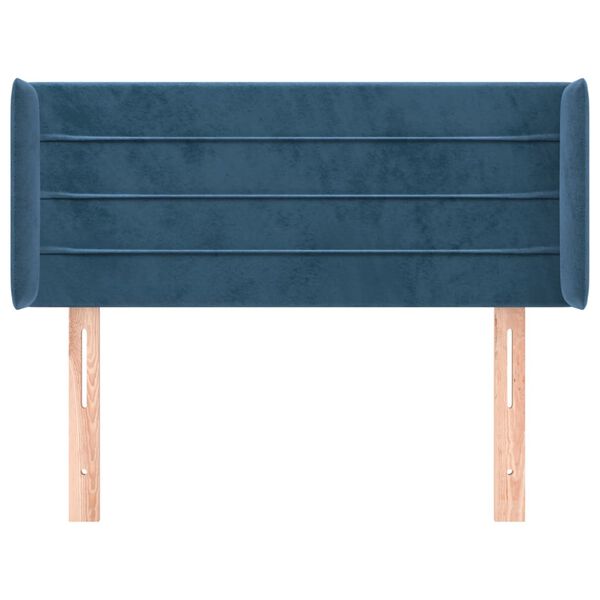 vidaXL Cabeceira de cama c/ abas veludo 103x16x78/88cm azul-escuro