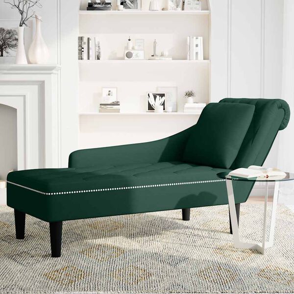 vidaXL Chaise lounge c/ almofada/apoio de bra&ccedil;os direito veludo