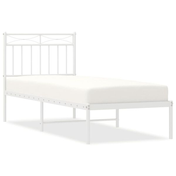 vidaXL Estrutura de cama sem colch&atilde;o com cabeceira 75x190 cm branco