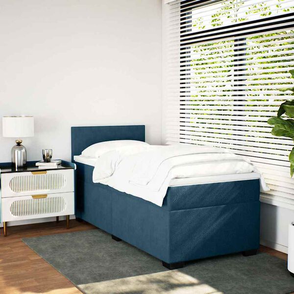 vidaXL Cama boxspring com colch&atilde;o 80x200 cm veludo azul
