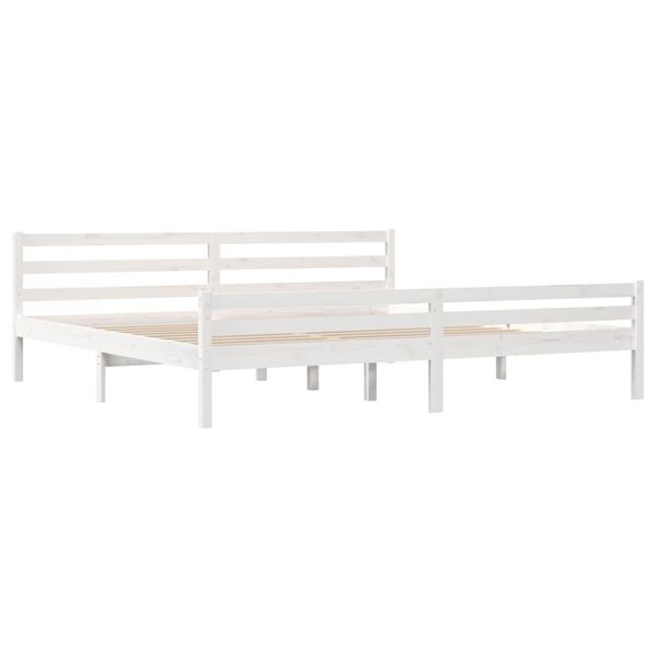 vidaXL Estrutura de cama 200x200 cm madeira maci&ccedil;a branco