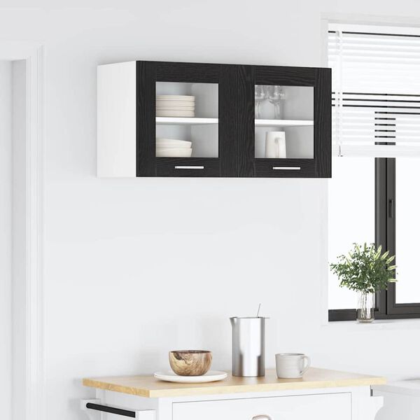 vidaXL Arm&aacute;rio suspenso com porta 2 pcs Carvalho Preto 40 x 31 x 40 cm